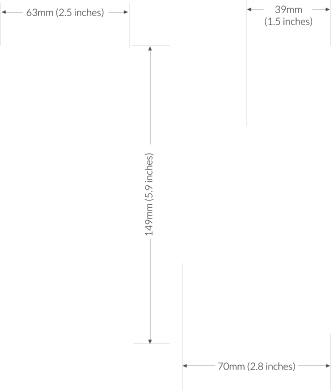 63mm (2.5 inches) 149mm (5.9 inches) 70mm (2.8 inches) 39mm (1.5 inches)