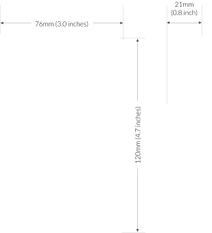76mm (3.0 inches) 120mm (4.7 inches) 21mm (0.8 inch)