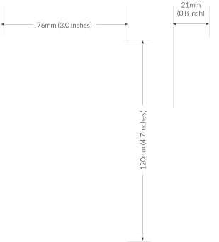 76mm (3.0 inches) 120mm (4.7 inches) 21mm (0.8 inch)