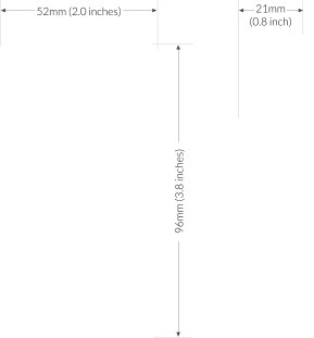 52mm (2.0 inches) 96mm (3.8 inches) 21mm (0.8 inch)