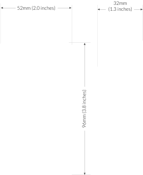 52mm (2.0 inches) 96mm (3.8 inches) 32mm (1.3 inches)
