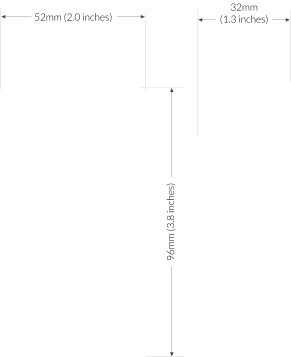 52mm (2.0 inches) 96mm (3.8 inches) 32mm (1.3 inches)