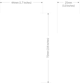 44mm (1.7 inches) 72mm (2.8 inches) 25mm (1.0 inches)
