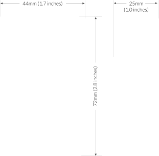 44mm (1.7 inches) 72mm (2.8 inches) 25mm (1.0 inches)