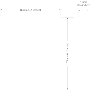 87mm (3.4 inches) 105mm (4.1 inches) 15mm (0.6 inches)