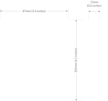 87mm (3.4 inches) 105mm (4.1 inches) 15mm (0.6 inches)