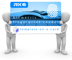 R x 6 biometric fingerprint reader template-on-a-card